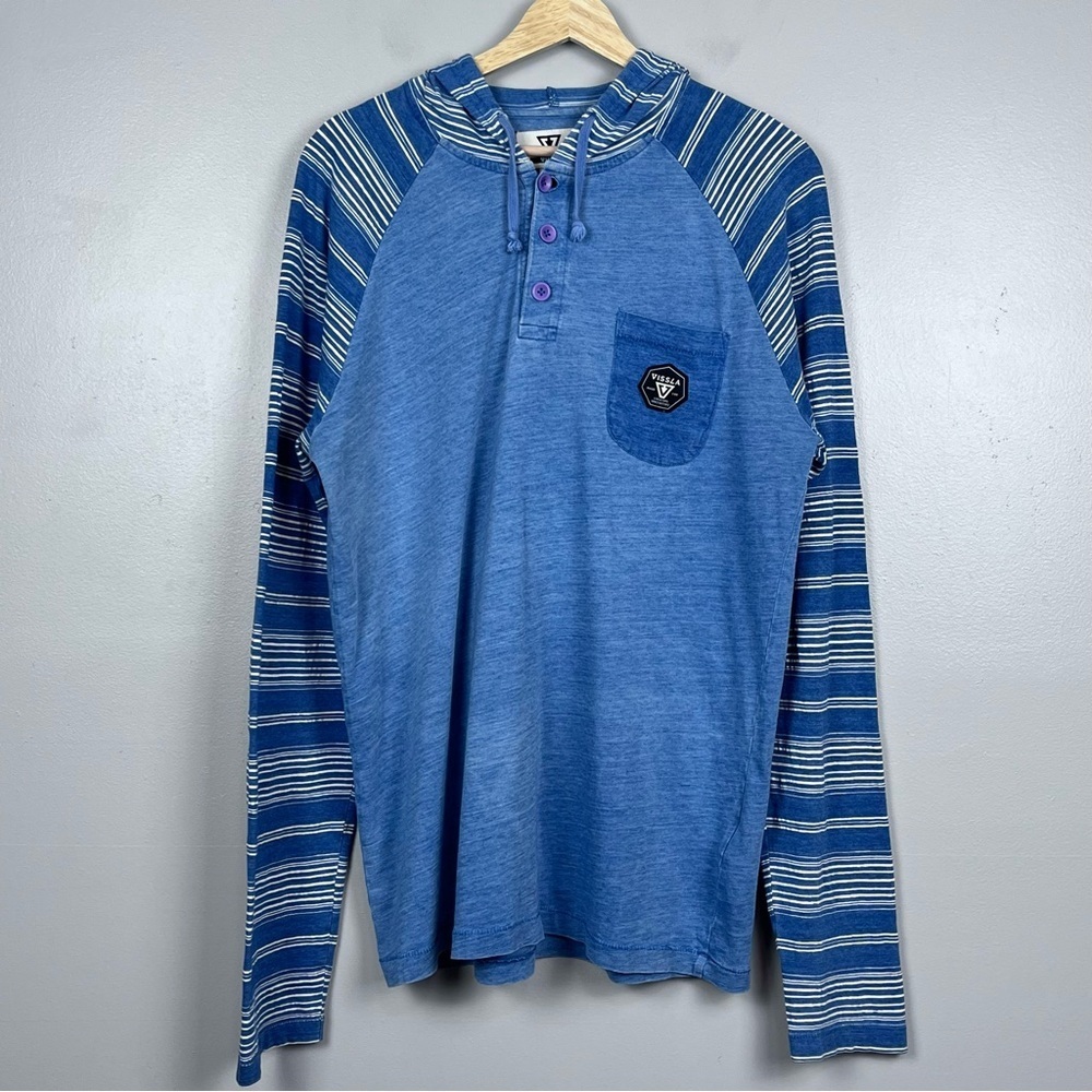 Vissla Men's 100% Cotton Lightweight Hodded Shirt Size L Beach, Travel, Bohemian